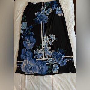 Avenue Black and Blue Floral Maxi Skirt